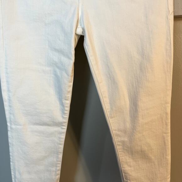 Frame Le Skinny De Jeanne White Flounce Flare Denim Jeans Mid Skinny Crop SZ 28 - Picture 4 of 16